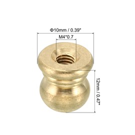 PATIKIL 10pcs M4x0.7 Screw Brass Cap Nut Knob Lamp Finial Decoration Screw Cap Nut Handle Knob Decoration for Lighting Furniture Cabinet 10mm