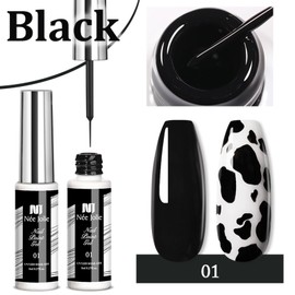 NovaCharm Gel Polish Nail Art Liner Set 8ml - Black White Gel Liner Nail Polish - Popular French Tip Nail Polish Gel Nail Art Polish with Thin Brush - French Gel Nail Polish for Nail Paint