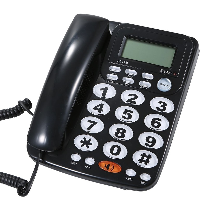 Desktop Wired Landline Telephone with Large Buttons Hands-free Calls Adjustable