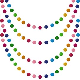 Garland Colorful Pom Pom Garland Handmade 28 Balls Felt Garlands for Wall Christmas Tree Decoration (4 Sets)