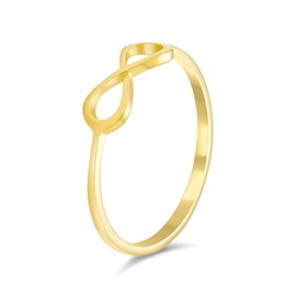 Minimalist Simple Midi Knuckle Finger Stackable Love Knot Infinity Ring Thin 1MM Band For Women Teen Yellow 14K Gold Plated .925 Sterling Silver