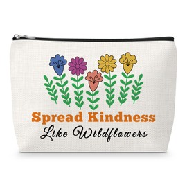 Positive Gift for Women Makeup Bag Motivational Flowers Themed Cosmetic Bag for Coworker Boss Inspirational Present for Friend Family Graduation Gift for Daughter BFF Christmas Birthday Gifts Idea