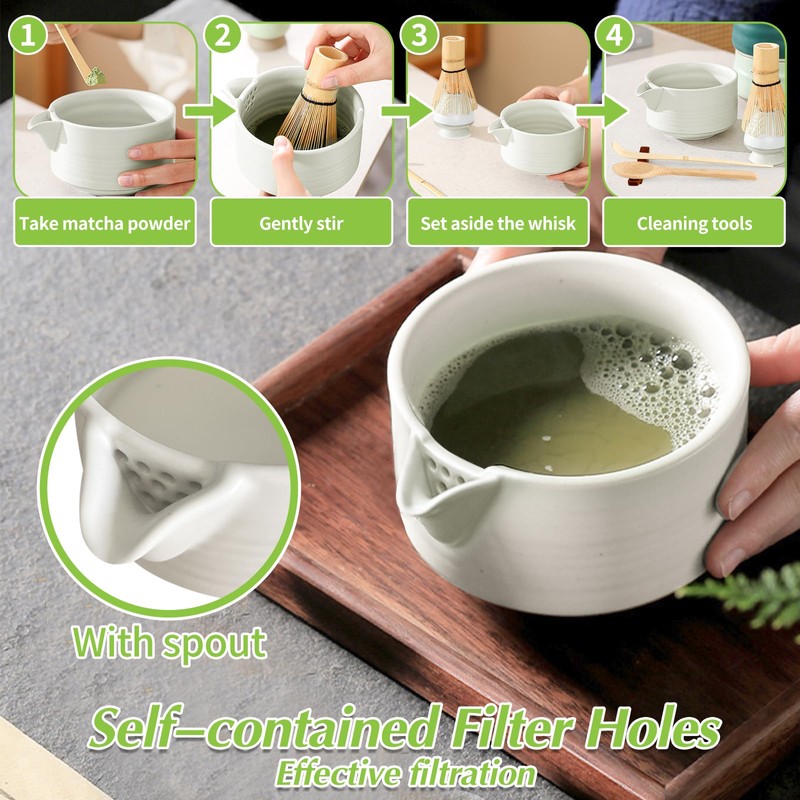 TAIHOBO Matcha Set, 5PCS Reusable Matcha Kit Includes Matcha Whisk