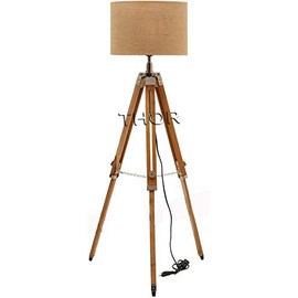 THOR INSTRUMENTS Vintage Classic Teak Wood Tripod Floor Lamp Nautical Floor Shade lamp Home Decor (Shade is Not Included) Rustic Vintage Home Decor Gifts