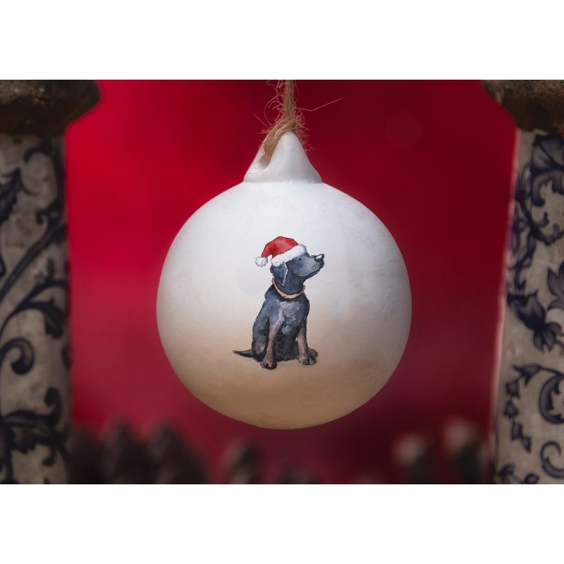 Image Industry Labrador Black Ceramic Bauble - Tree Decoration -