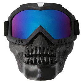 ZAWELIYO Detachable Motorcycle Goggles Helmet Mask, Riding Dustproof Goggle Skull Glasses with Adjustable Strap, Stylish Skull Head Model, for Atv off Road Cycling (Colorful)