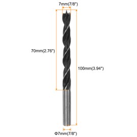 QUARKZMAN Pack of 3 Brad Point Drill Bits 7 mm (7/8 Inch) Diameter Straight Round Shank Drill Bit Metric Brad Point 70 mm (2.76 Inch) Drilling Depth Spiral Twist Drill Bit for Carpenters Plastic