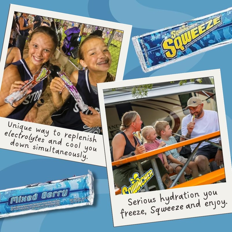 Sqwincher Sqweeze Electrolyte Replenishing Freeze Pops, Assorted Flavors, 10 per