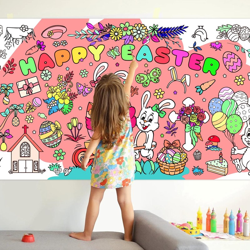 Easter Crafts for Kids Easter Decorations 186*73cm Giant Easter Colouring