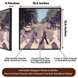 Black 12.5 x 12.5 Frame Vinyl Record Frame, Aluminum Album Frame Made to Display Vinyl Records，Wall Display Album Cover，Minimalist Design, Sturdy LP Record Frame for Wall Hanging,12x12 Frame for LP 4 pack