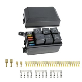12 Volt JD1914 Relay Block with 4pin RTT7121 Slots and 6 ATC/ATO Fuse Holders - Pre-Wired 12V Relay Kit