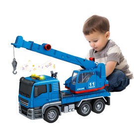 Crane Truck Toy, for 3 4 5 6 7 Years Old Boy ,Truck Vehicle Toy with acousto-optic Inertial function,Traffic Signs Roadblock Guidepost, Working Hook, Construction, Birthday Gifts for Boys & Girls