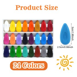 OSDUE 24 Colors Non Toxic Crayons for Kids, Washable Toddler Crayons, Water-Drop Shape Crayons, Easy to Hold Wax Colouring Crayons Party Bag Favours Boys and Girls Unisex, Coloring Art Supplies Toys