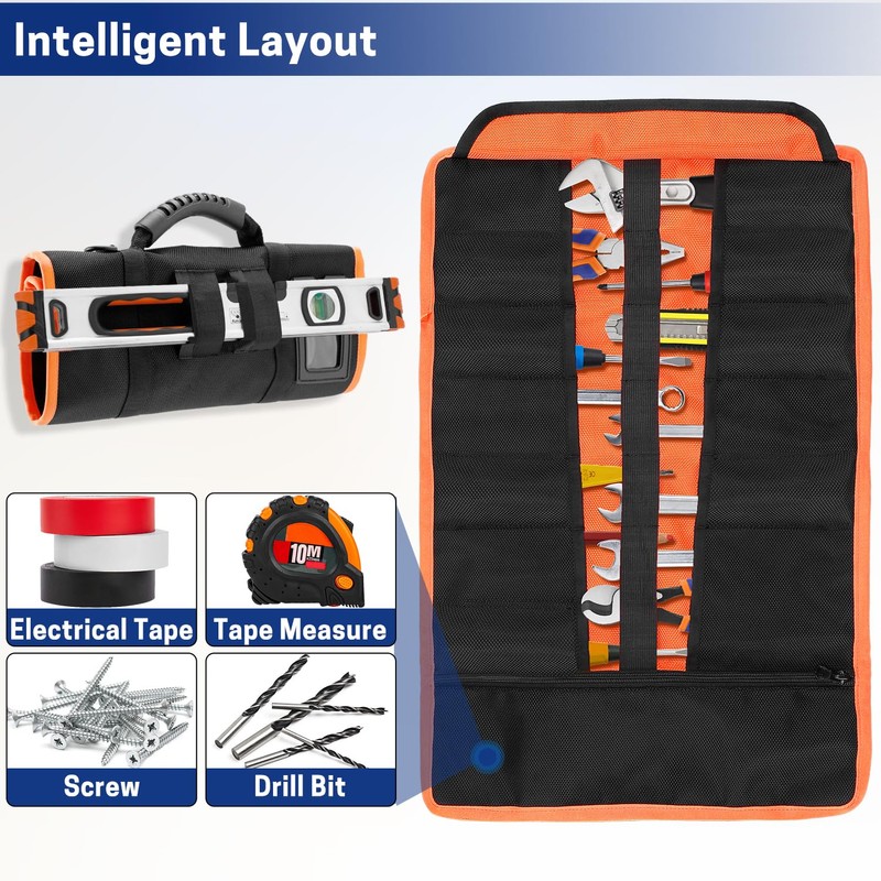 WISEPRO Tool Roll Bag, 13 Pockets Tool Organizer Pouch Wrench