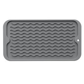 BLUE BURPS Silicone Dish Drying Mat for Kitchen Counter or Kitchen Dishes or Kitchen Mat for Countertop,Dish Drainer Mat for Easy to Clean,Quick Dry - 12"*6" - Gray