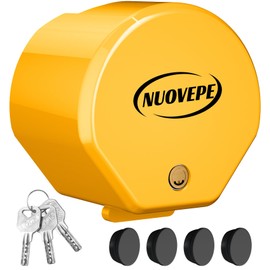 NUOVEPE Heavy Duty Anti Theft Trailer Lock, Universal Fit 1-7/8", 2" and 2-5/16" Couplers, Reinforced Solid Steel Tow Lock for Trailer Tongue, Hitch Lock for RV, Cargo, Boat, Camper, Utility (Yellow)