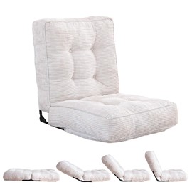 MAXYOYO Adjustable Floor Chair with Back Support, Gaming Chair Floor Meditation Chair with Tufted Cushion, Adults Lounge Chair Folding Sofa Seat for Reading Meditating Sleeping, Beige