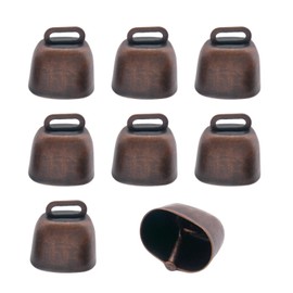 8 Pack Cow Horse Sheep Grazing Copper Bells, Small Metal Brass Bells, Loud Ringing Cowbell Noisemakers, Hanging Jingle Bell for Animal Pet Collar Doors Crafts Christmas Wedding Decor (Red Bronze)