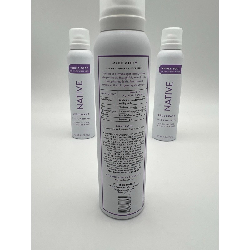 Native Whole Body Deodorant Spray Lilac & White Tea 3.5oz
