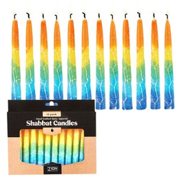 Zion Judaica Shabbat Candles 5.5 Inch Hand Crafted 12 Pack Unscented Taper Candle Set for Home Décor, Holidays, Celebration, Etc (3 Packs of 12, Sun Burst)