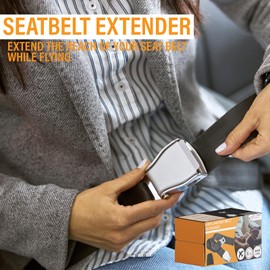 Xtremeauto Airplane Seat Belt Extender - Plane Seatbelt Extension, 6-32 Inch Adjustable Airplane Seat Extender Belts, E11 Safety Certified Aeroplane Essentials, With Velvet Carry Bag