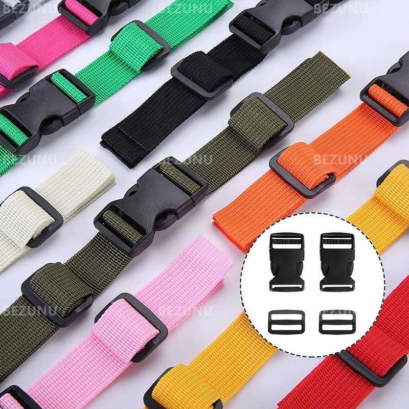 Plastic Buckles Straps, 10 Set 1 Inch Dual Adjustable Quick