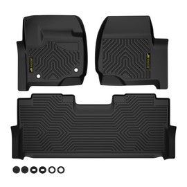 ANDPLAY TPE Floor Mats Liners Compatible with Ford F250 F350 F450 F550 Super Duty Crew Cab (4 Full Size Doors) 2017-2024, W/ 1st Row Bucket Seats & 2nd Row Under-Seat Fold-Flat Storage