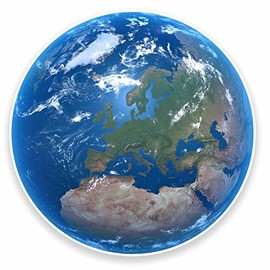 2 x 10cm Earth Vinyl Sticker Luggage Travel Tag Globe Map Europe Space Fun #9559 (10cm Wide x 10cm High)