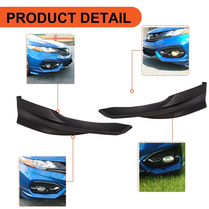 ECOTRIC Front Bumper Spoiler Lip Compatible with 2014-2015 Honda Civic