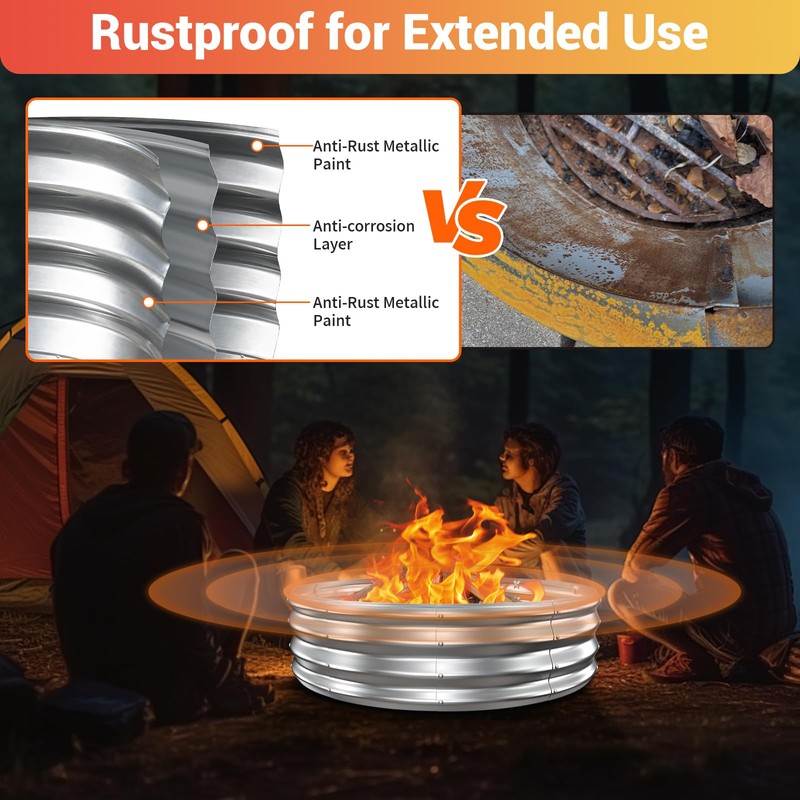 60 Inch Extra Large Fire Pit Ring for Outside, Heavy
