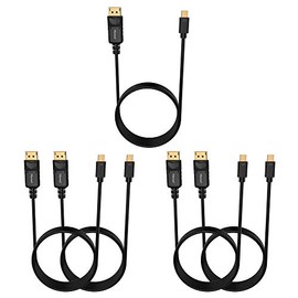 Moread Mini DisplayPort to DisplayPort Cable, 6 Feet, 5 Pack, Gold-Plated DisplayPort to Mini DisplayPort (4K@60Hz, 2K@144Hz) Mini DP to DP Display Cable - Black