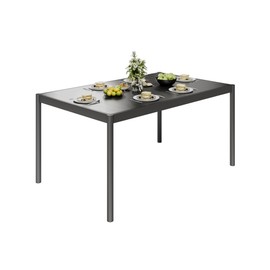 Aluminum Outdoor Metal Table for 4-6 Person,58" x 36" Rectangle Patio Dining Tables with Rectangular Non-Slip Stripe for Outiside Backyards, Porches, Gardens or Poolside, Grey