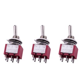 DIAO79NI 3 Way SPDT Guitar Mini Toggle Switch 6 Pin ON/Off/ON Selector, Red (Set Of 3)