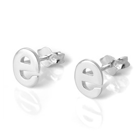 Sterling Silver Alphabet Letter E Stud Earrings