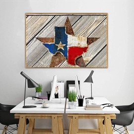 Muyankissu American Western Country Texas Star Rustic Wooden Board DIY 5D Diamond Art Kits Art Full Drill Art Arts Craft Canvas (American Star, 12X16 Inch)