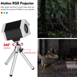 Lunmore Christmas Laser Lights, Outdoor Garden Laser Lights Star Projector with Moving Firefly for Outdoor, Indoor, Christmas, Holiday (Red Green Blue)