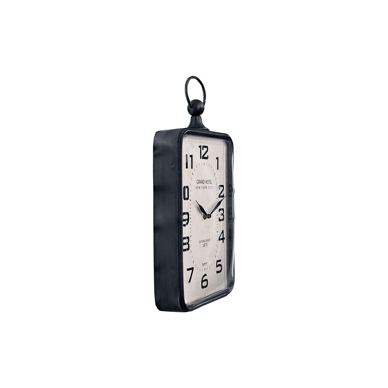 Creative Co-Op Metal Rectangle Hanging Clock with Handle Decoration on