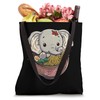 Cute Elephant Ramen Bowl Artwork Kawaii Japanese Noodles Tote Bag