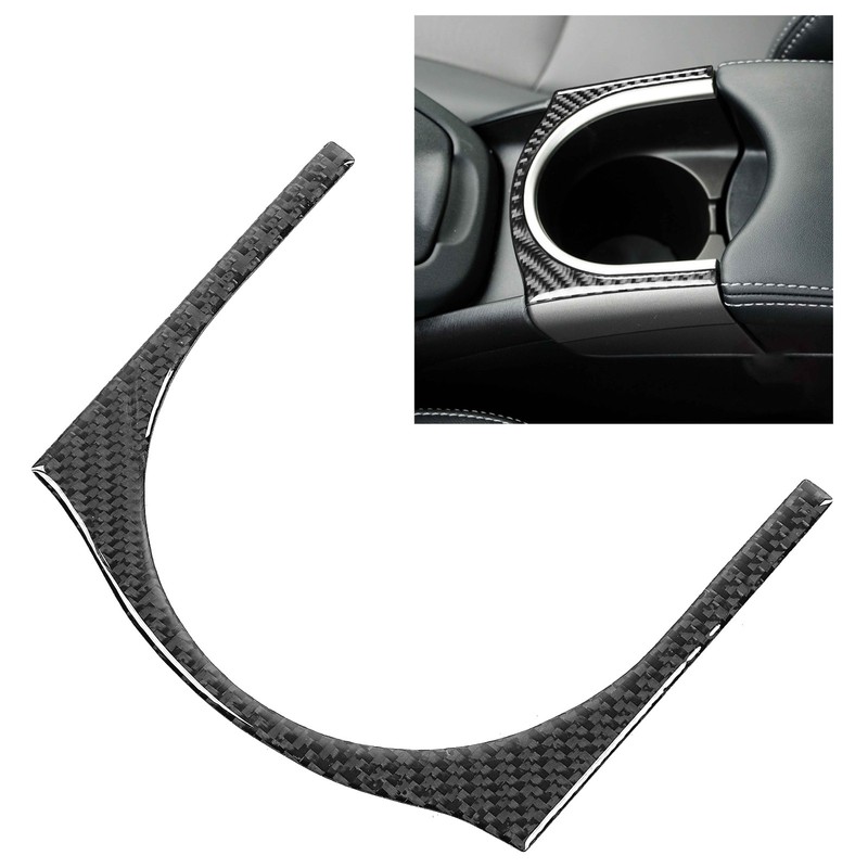 Central Armrest Cup Holder Trim Strip Carbon Fiber Interior Decoration