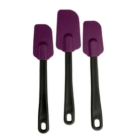 Crisp Kitchen 3 Piece Spatula Set - Heat Resistant and BPA Free Purple Spatula for Cooking - Dishwasher Safe and Durable - Kitchen Spatula Set for Non-Stick Cookware Easy to Clean, 3 Multi-Sized