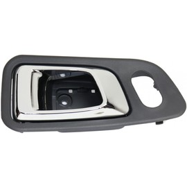 For Honda Pilot Interior Door Handle 2003 04 05 06 07 2008 Front Driver Side Dark Gray Bezel w/Chrome Lever | w/Door Lock Hole| Trim:All Submodels