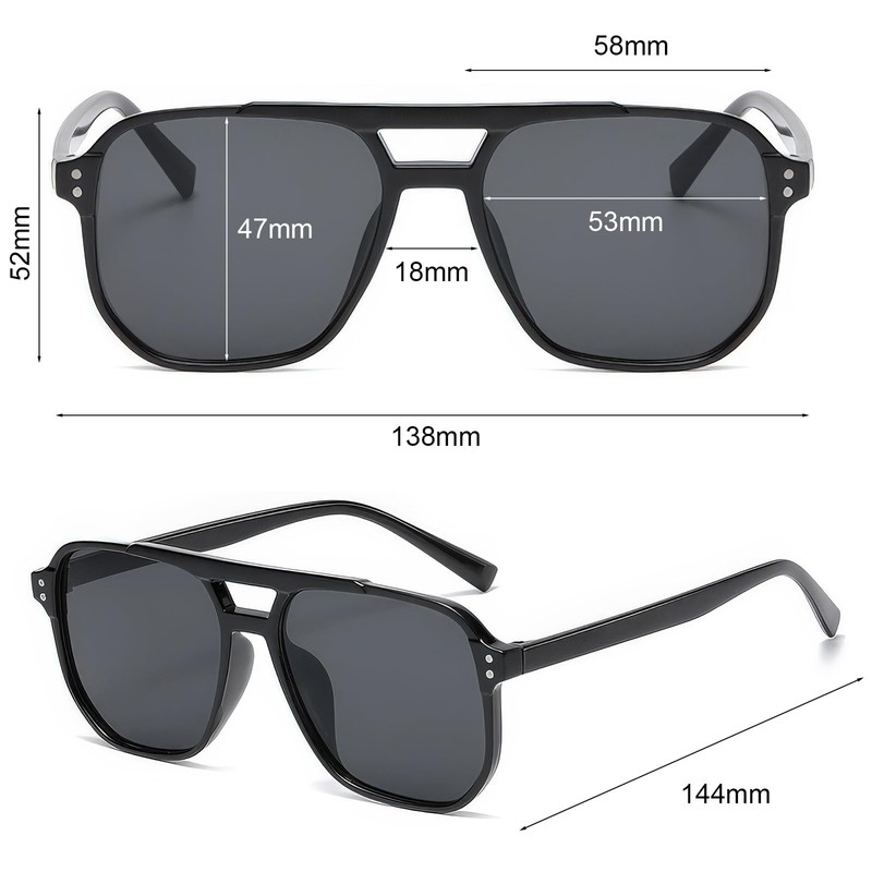 boqopod Retro Square Aviator Sunglasses Women Men UV400 Vintage Trendy