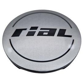 1 x Rial Hub Cap 64 mm Sterling Silver (N32) Logo Black – Original Wheel Centre Cap/Hub Cap