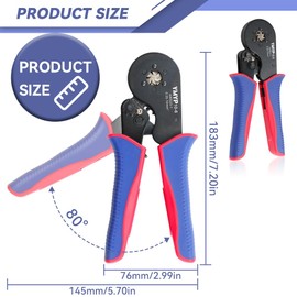 YMYP Ferrule Crimping Tool AWG 23-7 (0.25mm²-10mm²) with 1900PCS Ferrules Kit, Hexagonal Crimper for End-Sleeves Terminal - Self-Adjusting Racheting Tool