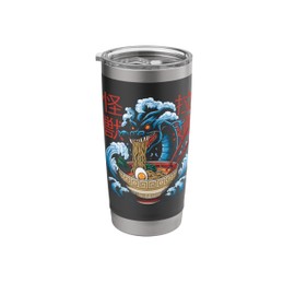 Kaiju Monster Kanagawa Japan eat Ramen noodles Dragon Anime Stainless Steel Insulated Tumbler