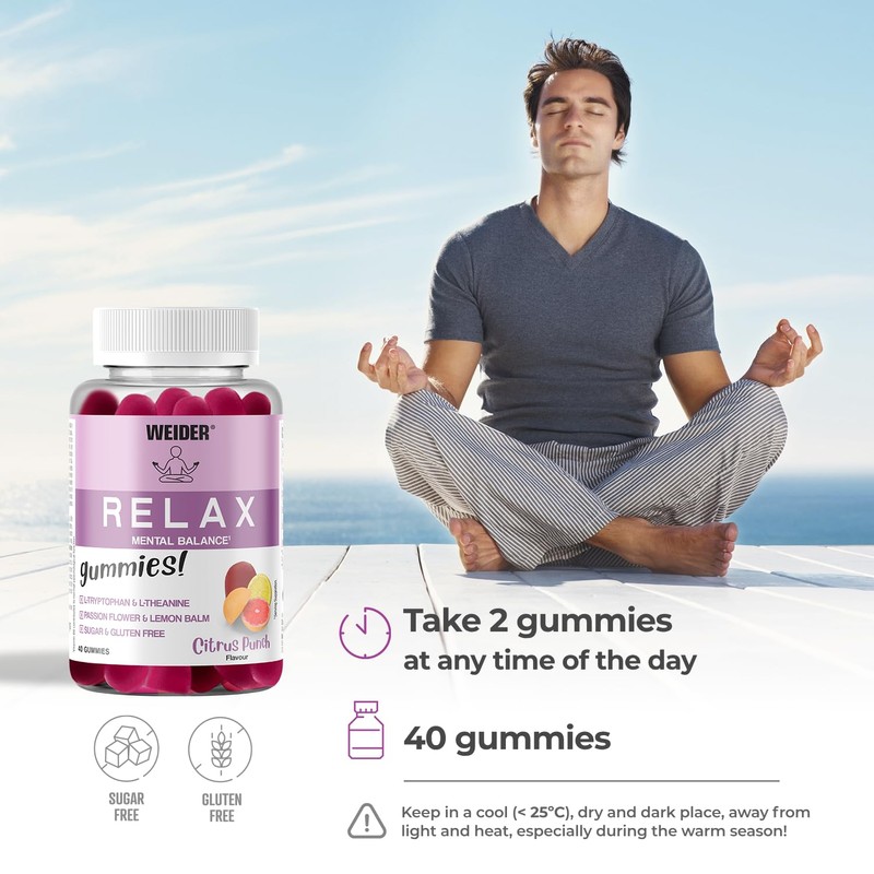 Weider Relax Gummies (40 Gums) Citrus Punch Flavour. Gummies with