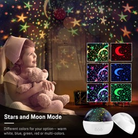 FISHOAKY Starry Sky Projector Children, 360° Rotating Night Light, 8 Colours Baby Star Projection Lamp, Projection Film Night Light Lamp for Baby, Christmas Gifts, Birthday Gifts