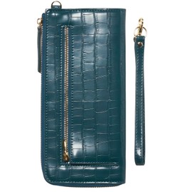 [world closet] Long Wallet, Age of Wind, Colored Pencil Wallet, Women's, L-Shaped Zipper, Holds 24 Cards, Large Capacity, Crocodile Embossing, Enamel, Removable Strap, Women's, 2-Way, Lightweight