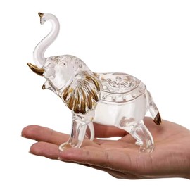Figura de elefante de vidrio – Exquisito adorno de mesa para decoración del hogar, sala de estar, oficina y recámara