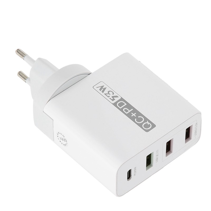 53W 4 Port Mobile Phone Charger 20W PD QC3.0 Fast